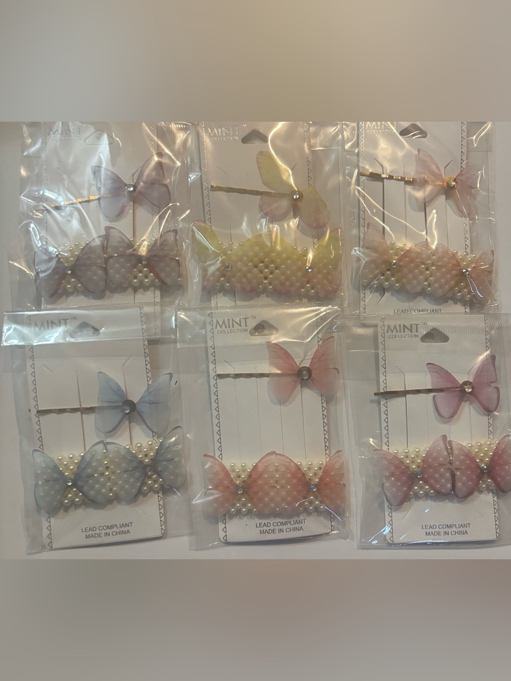 Kids Butterfly Pearl Hair Clip Set